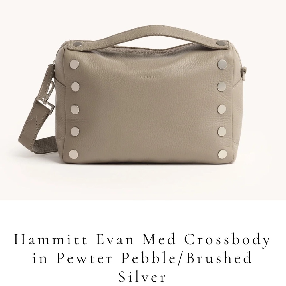 NWTS Hammitt Pebble Leather Crossbody in pewter /wallet with Silver Studs